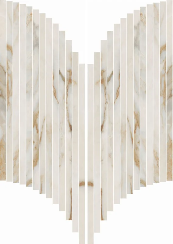 Мозаика ABK Sensi Signoria Mos Ventaglio Calacatta Vena Oro Lux PF60009148 28x60 полированная