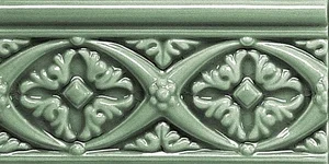 Бордюр Adex ADMO4006 Rilieve Bizantino C/C Verde Oscuro 7,5x15 глянцевый