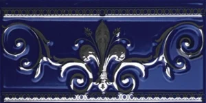 Бордюр APE Lord Cenefa Noblesse Cobalto Silver 10x20 глянцевый