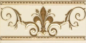 Бордюр APE Lord Cenefa Noblesse Marfil Gold 10x20 глянцевый