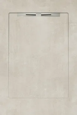 Душевой поддон из керамогранита Aquanit Beton Cream Slope Line 90x135 матовый