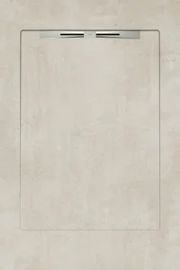 Душевой поддон из керамогранита Aquanit Beton Cream Slope Line 90x135 матовый