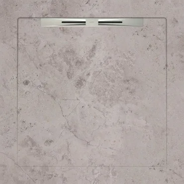 Душевой поддон из керамогранита Aquanit Fibre Grey Slope Line 90x90 матовый