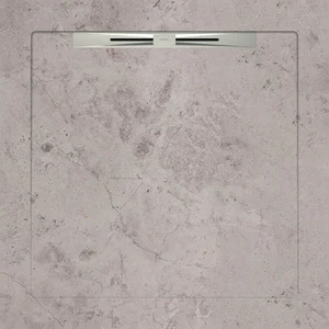 Душевой поддон из керамогранита Aquanit Fibre Grey Slope Line 90x90 матовый