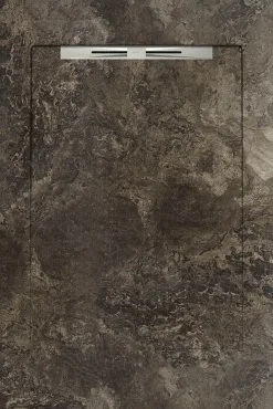 Душевой поддон из керамогранита Aquanit Fossil Brown Slope Line 90x135 матовый