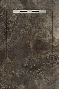 Душевой поддон из керамогранита Aquanit Fossil Brown Slope Line 90x135 матовый