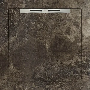 Душевой поддон из керамогранита Aquanit Fossil Brown Slope Line 90x90 матовый