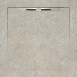 Душевой поддон из керамогранита Aquanit Geometrics Taupe Slope Line 90x90 матовый