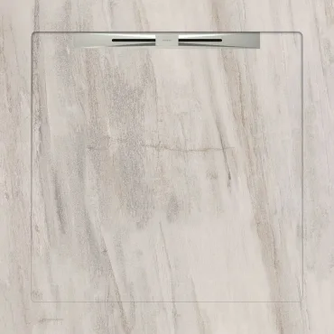 Душевой поддон из керамогранита Aquanit Hill White Slope Line 90x90 матовый
