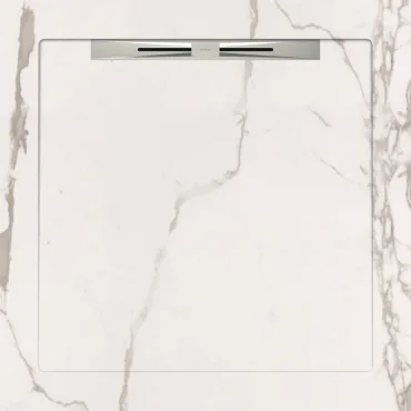Душевой поддон из керамогранита Aquanit Infinity White Slope Line 90x90 матовый