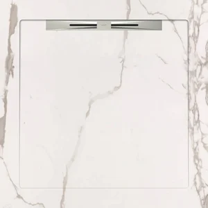 Душевой поддон из керамогранита Aquanit Infinity White Slope Line 90x90 матовый