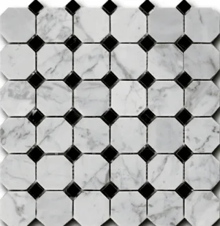 Octagon Pattern Bianco Carrara + Nero Marquina