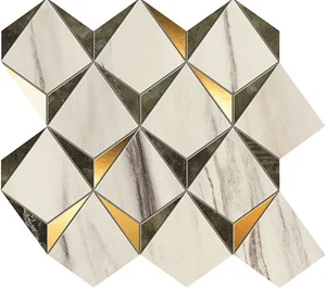 Мозаика Atlas Concorde Italy Marvel Diamonds Bianco - Green 9MDG 32,9x35,8 полированная