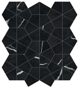 Мозаика Atlas Concorde Italy Marvel Meraviglia Black Origin Hexagon Lapp AJQ2 40,3x46,6 лаппатированная