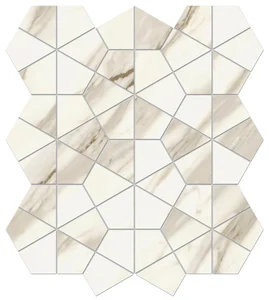 Мозаика Atlas Concorde Italy Marvel Meraviglia Calacatta Bernini Hexagon Lapp AJQZ 40,3x46,6 лаппатированная