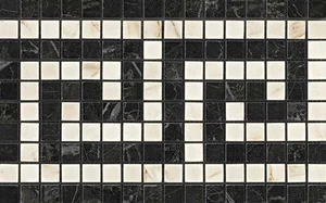 Бордюр Atlas Concorde Italy Marvel Noir/Cremo Greca Mosaico ADRJ 18,5x30 лаппатированный