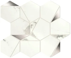 Мозаика Atlas Concorde Italy Marvel Statuario Supremo Platino Hex Shiny A4WV 25,1x29 глянцевая