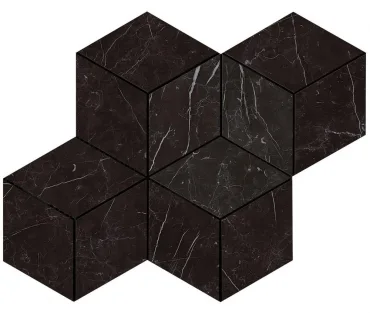 Мозаика Atlas Concorde Italy Marvel Nero Marquina Mosaico Esag. Lapp. AS2K 30x35 лаппатированная