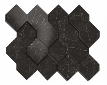 Мозаика Atlas Concorde Italy Marvel Nero Marquina Mosaico Esagono 3D AS4B 28,2x35,3 матовая