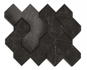 Мозаика Atlas Concorde Italy Marvel Nero Marquina Mosaico Esagono 3D AS4B 28,2x35,3 матовая