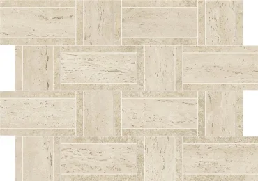 Мозаика Atlas Concorde Italy Marvel Travertine Pearl Mosaico Basketweave AF9O 35x47 матовая
