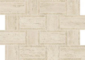 Мозаика Atlas Concorde Italy Marvel Travertine Pearl Mosaico Basketweave AF9O 35x47 матовая