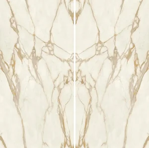 Керамогранит Atlas Concorde Italy Plan AKE9 Calacatta Gold Bookmatch Silk 12mm St 162x324 сатинированный