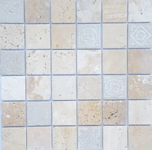 Мозаика Caramelle Mosaic Art Stone Travertino Beige Mat 30x30 матовая