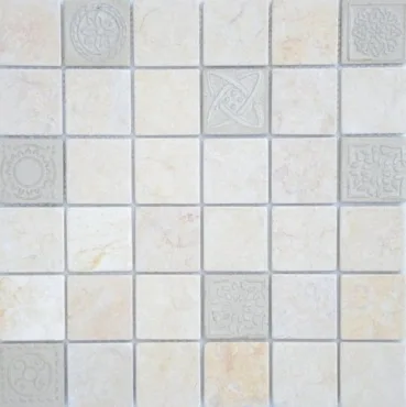 Мозаика Caramelle Mosaic Art Stone Travertino Silver Mat 30x30 матовая