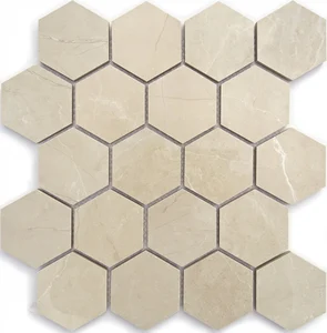 Мозаика Caramelle Mosaic Marble Porcelain Beige Pol 37x64 30,8x36,7 полированная