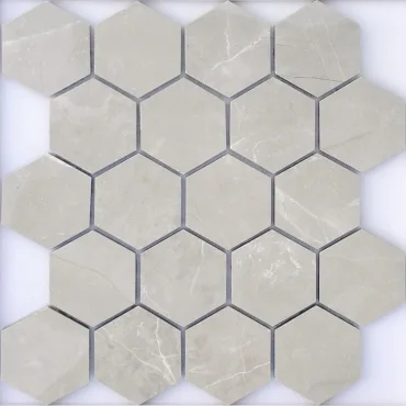 Мозаика Caramelle Mosaic Marble Porcelain Grigio Pol 37x64 30,8x36,7 полированная