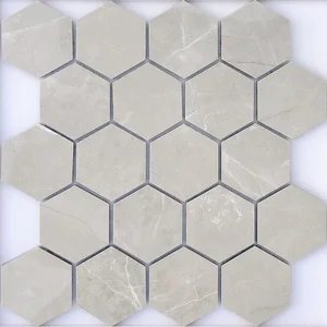 Мозаика Caramelle Mosaic Marble Porcelain Grigio Pol 37x64 30,8x36,7 полированная