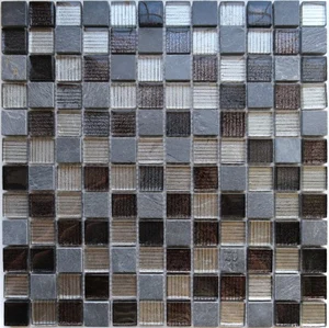 Мозаика Caramelle Mosaic Naturelle Alcantara Nero 8mm 29,8x29,8 глянцевая