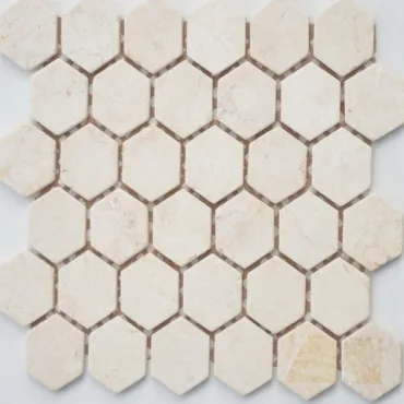 Мозаика Caramelle Mosaic Pietrine Hexagonal Botticino Mat 29,5x30,5 матовая