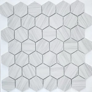 Мозаика Caramelle Mosaic Pietrine Hexagonal Dolomiti Bianco Mat 29,5x30,5 матовая