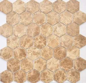 Мозаика Caramelle Mosaic Pietrine Hexagonal Emperador Light Mat 29,5x30,5 матовая