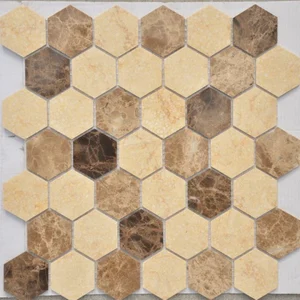 Мозаика Caramelle Mosaic Pietrine Hexagonal Pietra Mix 1 Mat 29,5x30,5 матовая