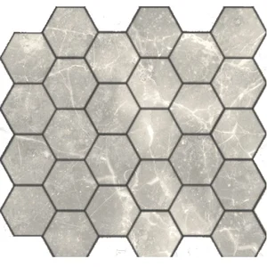 Мозаика Caramelle Mosaic Pietrine Hexagonal Travertino Silver Mat 29,5x30,5 матовая