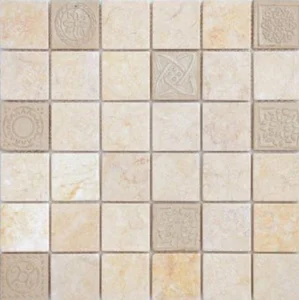 Мозаика Caramelle Mosaic Pietrine Botticino Mat 48x48 7mm 30,5x30,5 матовая