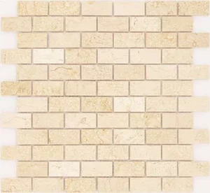 Мозаика Caramelle Mosaic Pietrine Botticino Pol 23X48 7mm 29,8x29,8 полированная