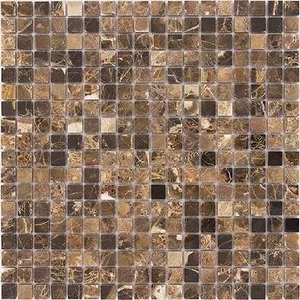 Мозаика Caramelle Mosaic Pietrine Emperador Dark Pol 15X15 7mm 30,5x30,5 полированная