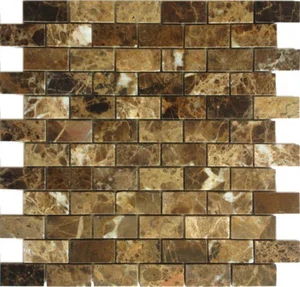 Мозаика Caramelle Mosaic Pietrine Emperador Dark Pol 23X48 4mm 29,8x29,8 полированная