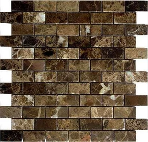 Мозаика Caramelle Mosaic Pietrine Emperador Dark Pol 23X48 7mm 29,8x29,8 полированная