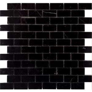 Мозаика Caramelle Mosaic Pietrine Nero Oriente Pol 23X48 4mm 29,8x29,8 полированная