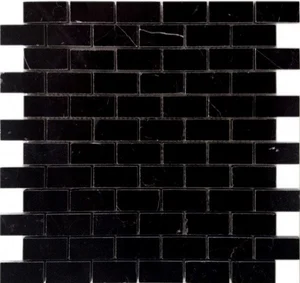Мозаика Caramelle Mosaic Pietrine Nero Oriente Pol 23X48 7mm 29,8x29,8 полированная