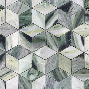 Мозаика Caramelle Mosaic Pietrine Onice Verde Oliva Pol Diamond (96x55) 7mm 25,9x29,8 полированная