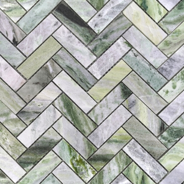 Мозаика Caramelle Mosaic Pietrine Onice Verde Oliva Pol Fish (23x73) 7mm 28,2x31,7 полированная