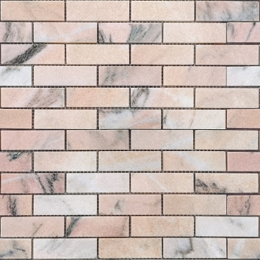 Мозаика Caramelle Mosaic Pietrine Rosa Salmone Pol (23x73) 7mm 29,8x29,8 полированная