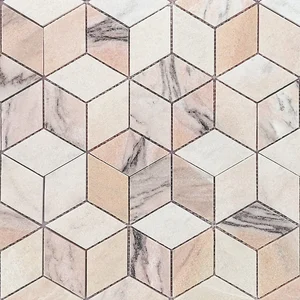 Мозаика Caramelle Mosaic Pietrine Rosa Salmone Pol Diamond (96x55) 7mm 25,9x29,8 полированная