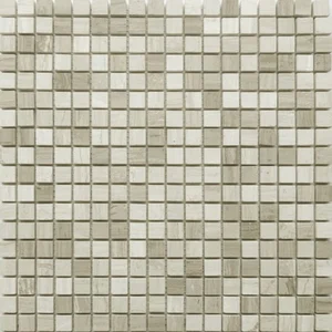 Мозаика Caramelle Mosaic Pietrine Travertino Silver Pol 15X15 4mm 30,5x30,5 полированная